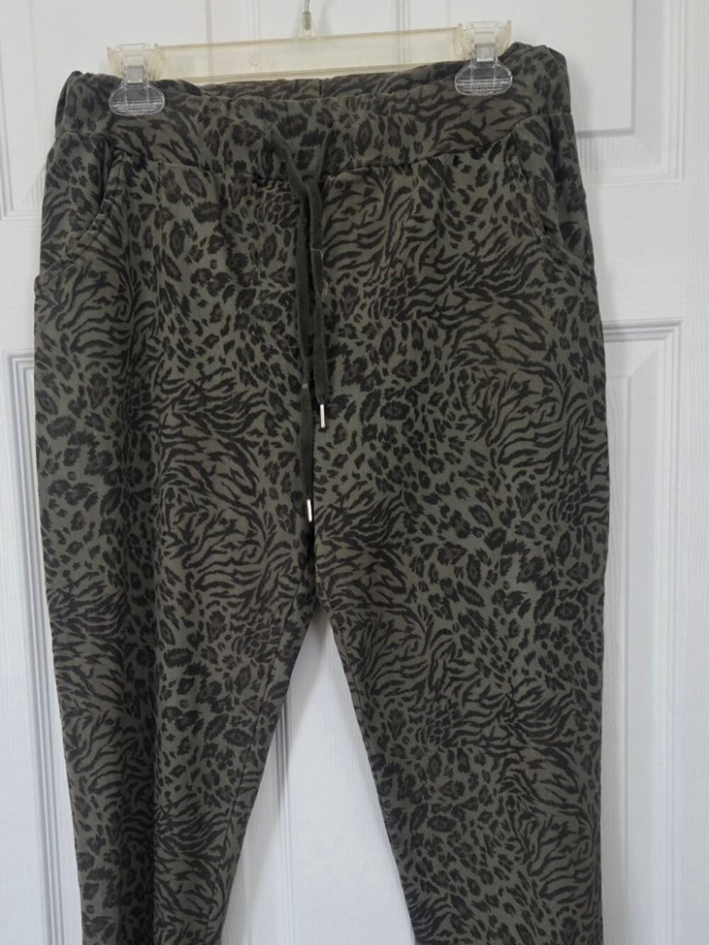 Green Leopard Print Pants - One Size - Purchased in France